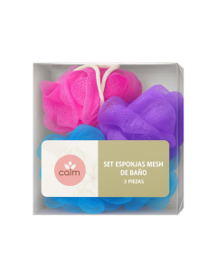 Set Esponjas de Baño de Mesh Calm 3 Unidades Colores Surtidos