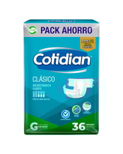 Pañales para Adultos Cotidian Clásico G 36 Unidades