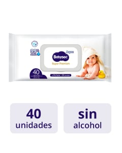 Toallitas Húmedas Babysec Super Premium Cuidado Sensible 40 Unidades
