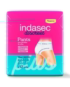 Pañales para Adultos Indasec Plus Pants M 12 Unidades