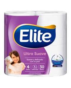 Papel Higiénico Elite Ultra Blanco 30 Metros 4 Unidades