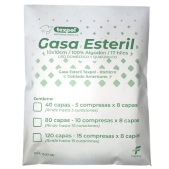 Gasa Estéril Texpol 10 X 10 Cm 80 Capas