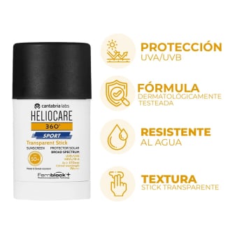 Protector Solar Heliocare 360° Sport Stick Transparente FPS50+ 25 g