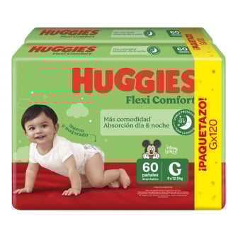 Pañales Huggies Flexi Comfort G 120 Unidades