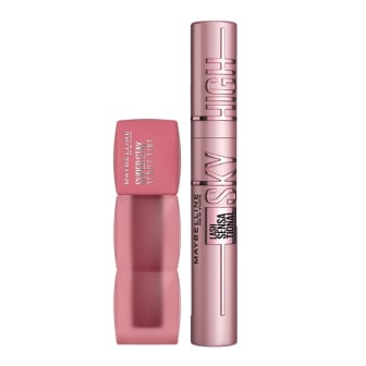 Combo Maybelline Máscara De Pestañas Sky High Very Black Washable y Labial Teddy Tint N°55 Knee High 