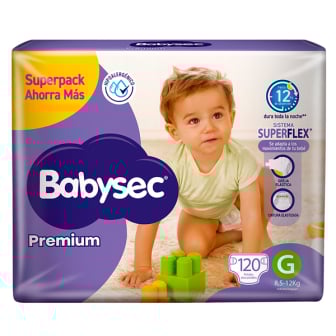Pañales Babysec Premium G 120 Unidades