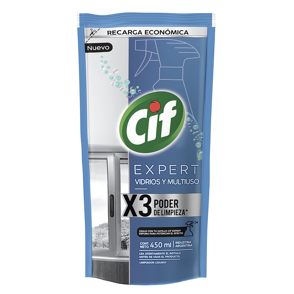 Limpiador Cif Líquido Expert Vidrios Y Multiuso 450 Ml