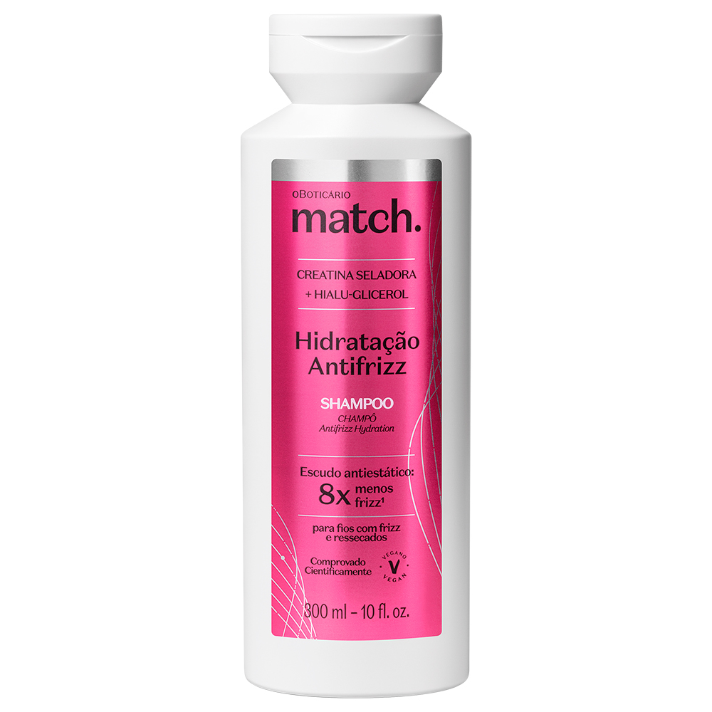 Shampoo O Boticário Match Hidratación Antifrizz 300 Ml