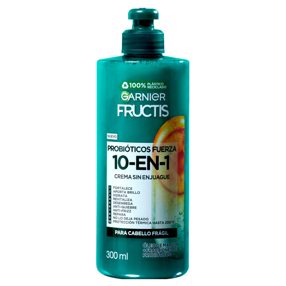 Crema Para Peinar Fructis Probióticos Fuerza 10 En 1 300 Ml