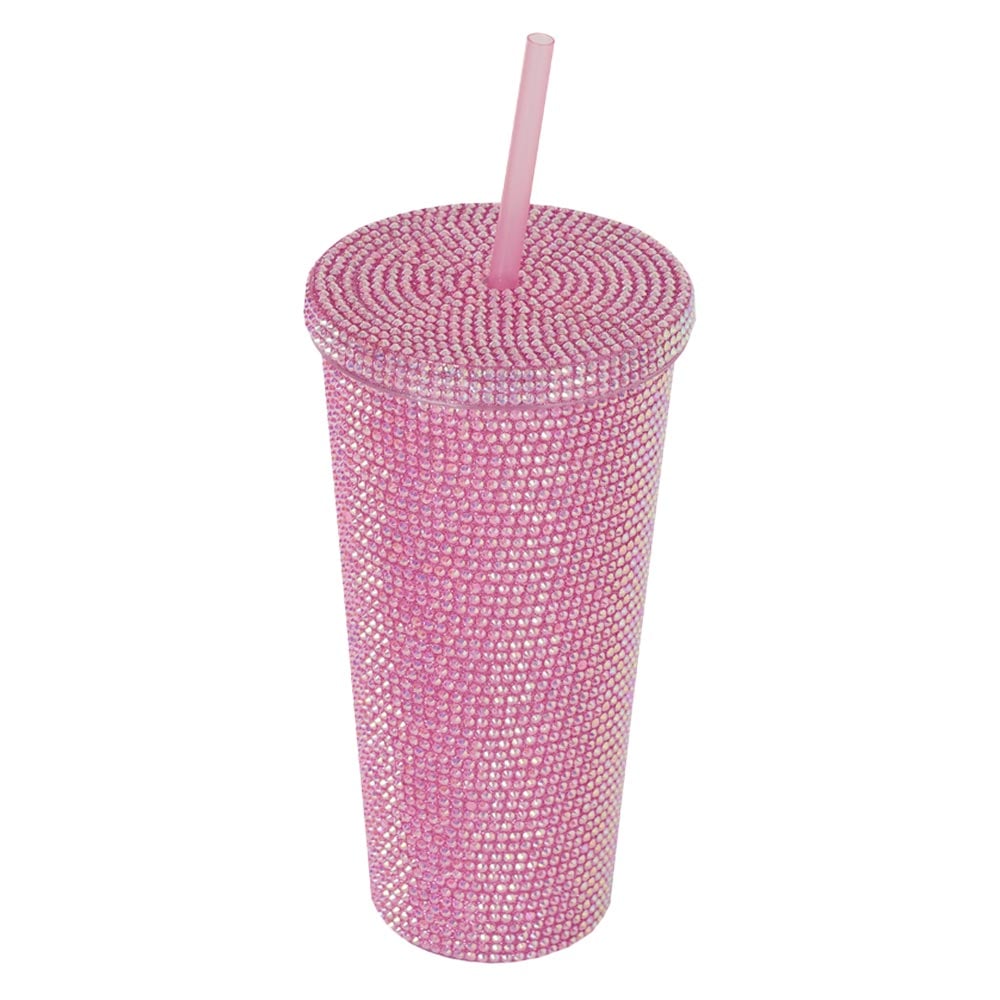 Vaso Con Brillos Farma Hogar Rosado 500 Ml