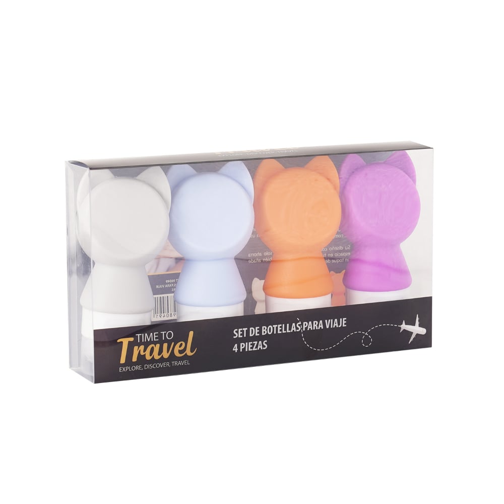 Set De Botellas Para Viaje Travel Gatitos 4 Unidades