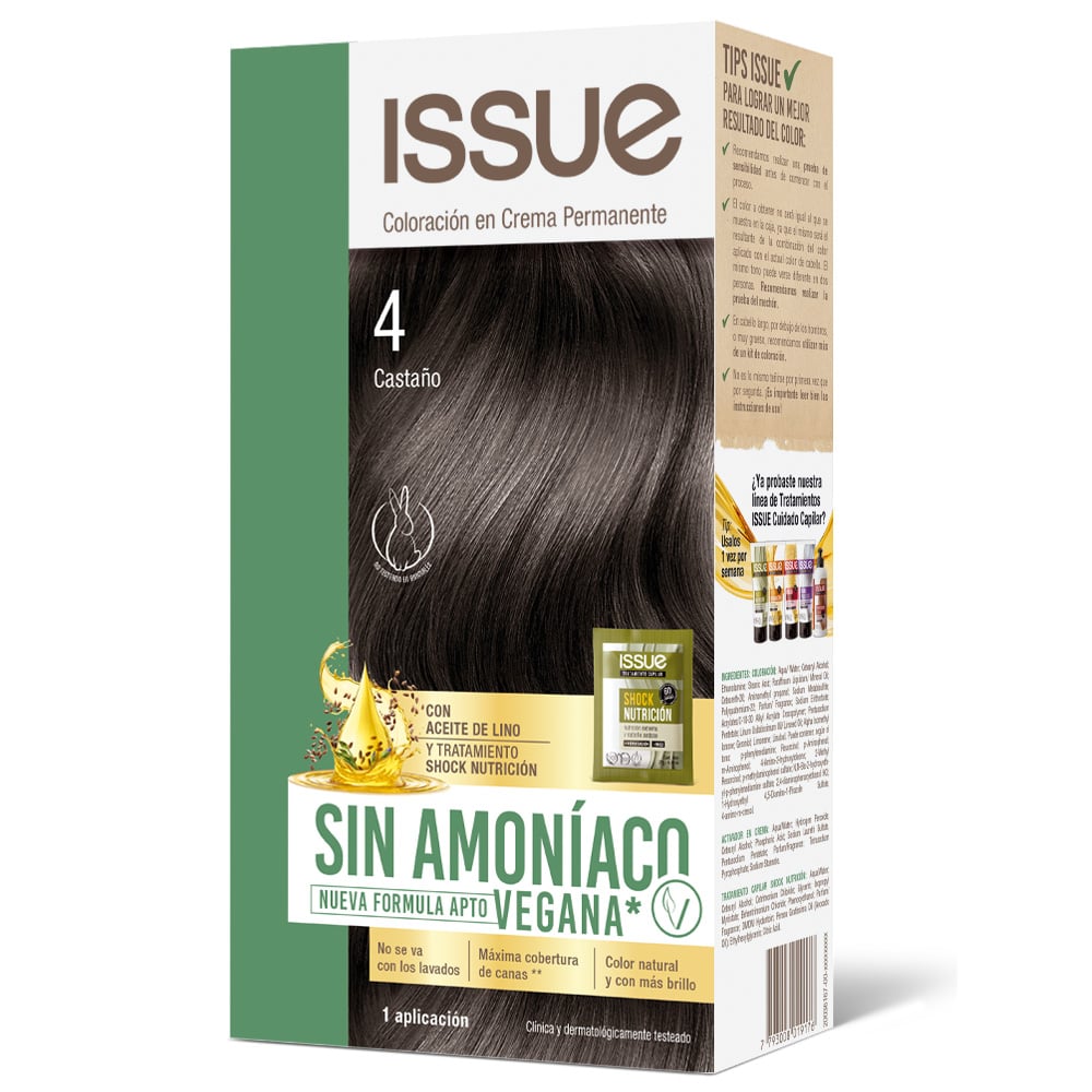 Kit Tinta Issue Sín Amoníaco N°4 Castaño