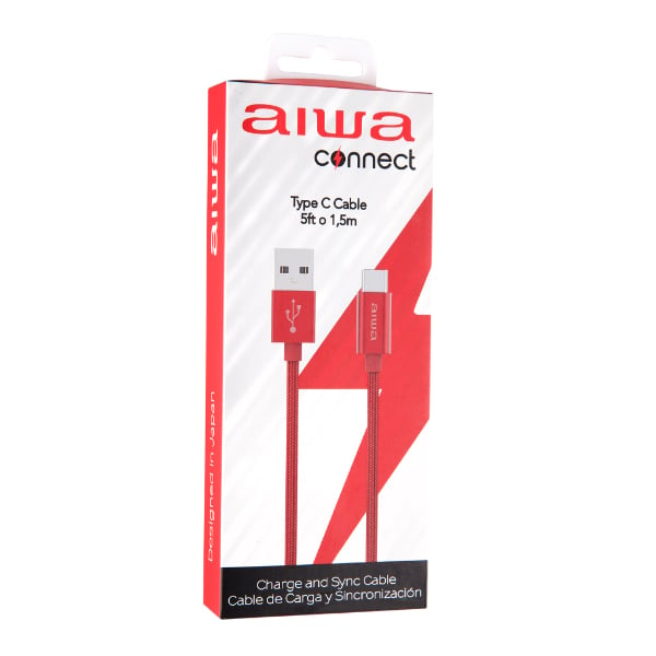 Cable De Carga Aiwa Tipo C Usb A/m 1,5 M Rojo