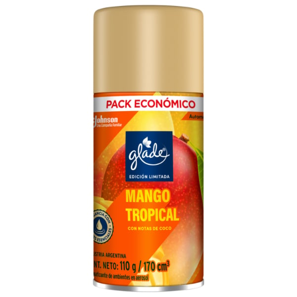 Repuesto Aromatizante De Ambientes Automático Glade Mango 170 G