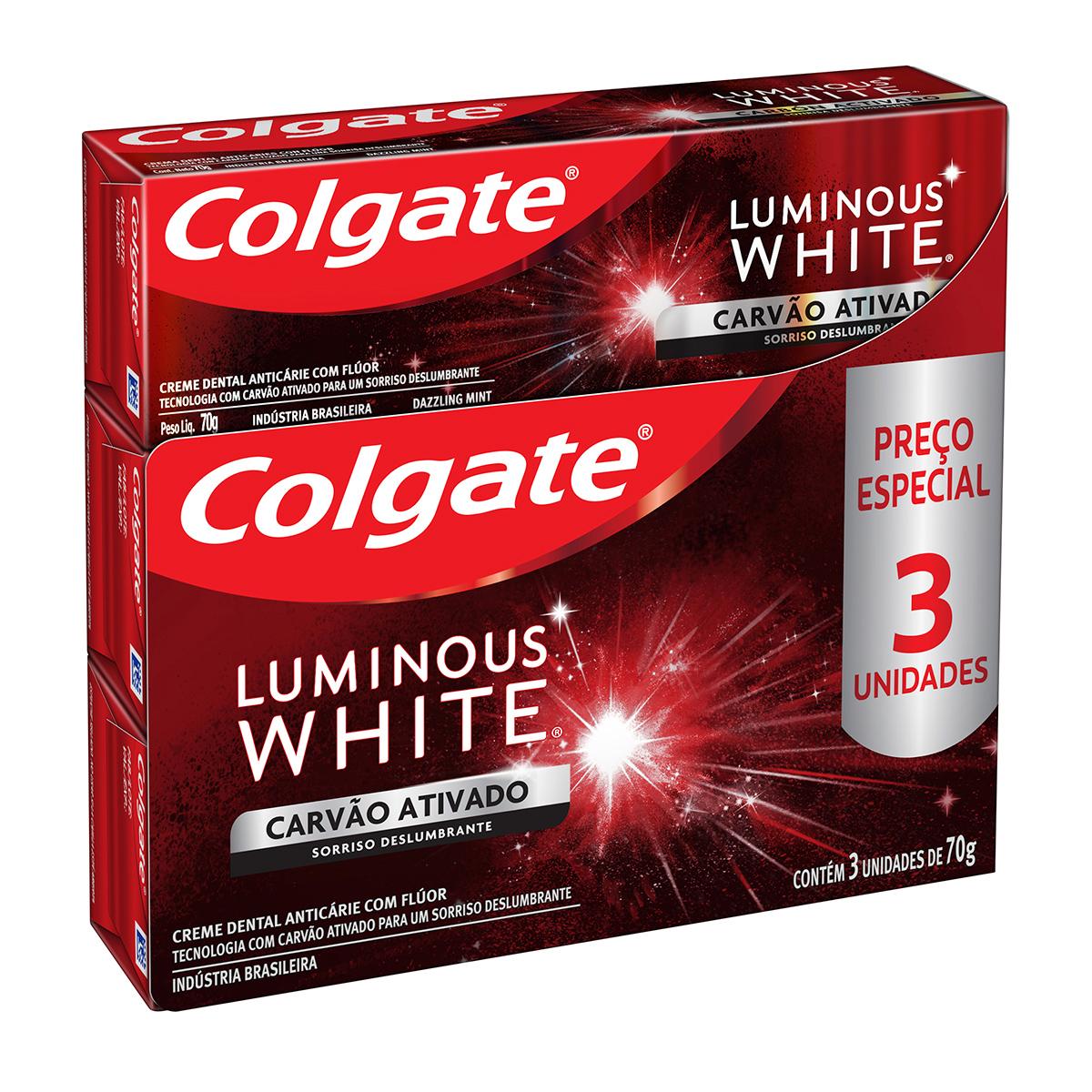 Pasta Dental Colgate Luminous White Carbon 3 Unidades De 70 G