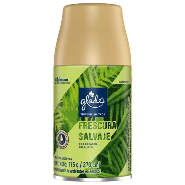 Repuesto Aromatizante De Ambientes Automático Glade Frescura Salvaje 175 G