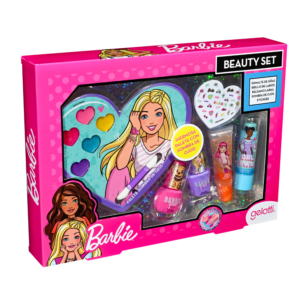 Set De Belleza Barbie Esmaltes Y Labiales