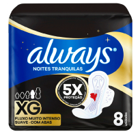 Toallitas Femeninas Always Nocturnas Plus Con Alas Xg 8 Unidades
