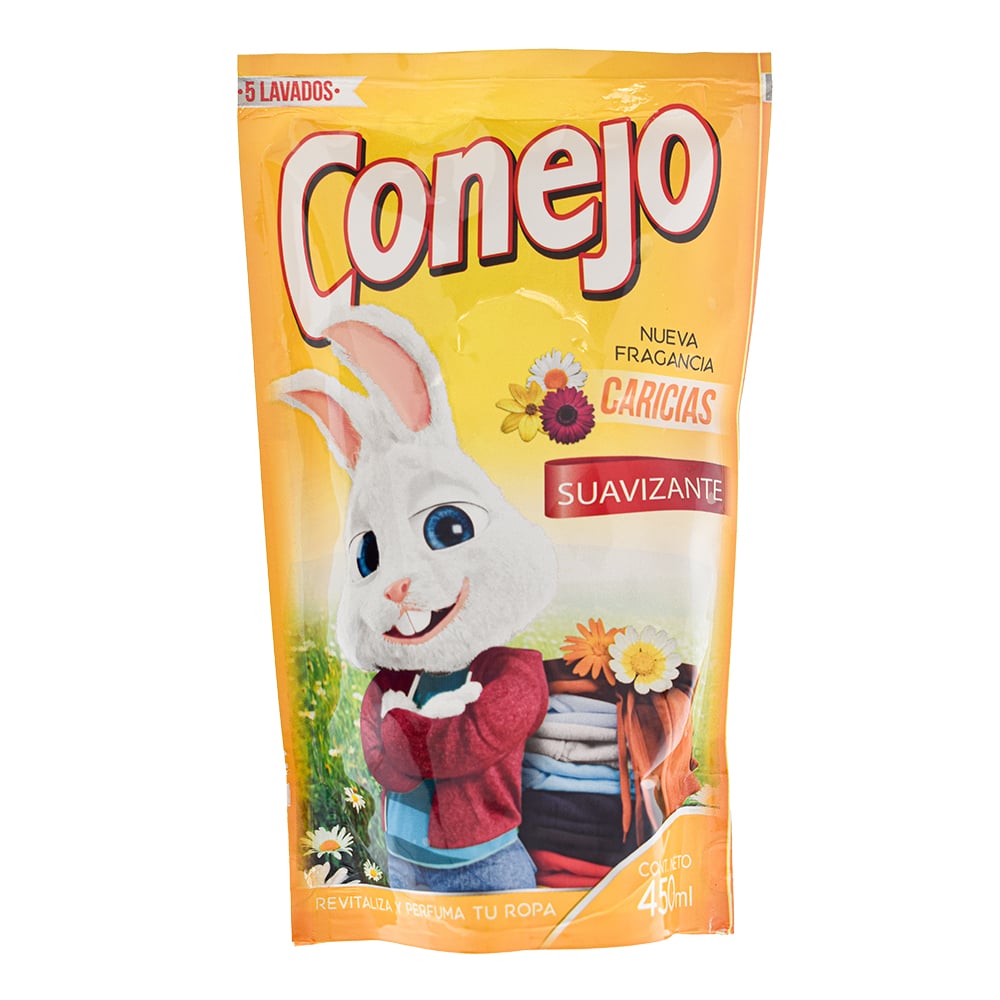 SUAVIZANTE CONEJO ACONDICIONADOR DE ROPA CARICIAS 450 ML