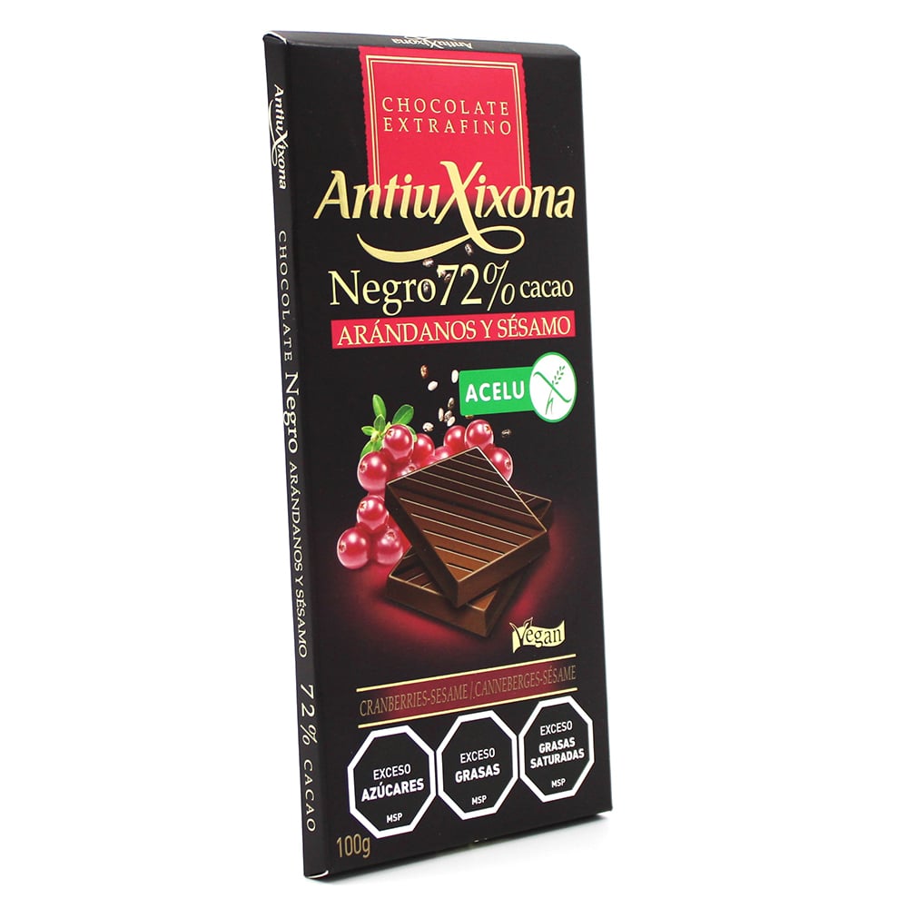 **CHOCOLATE NEGRO 72% C/ARANDANOS Y SESAMO