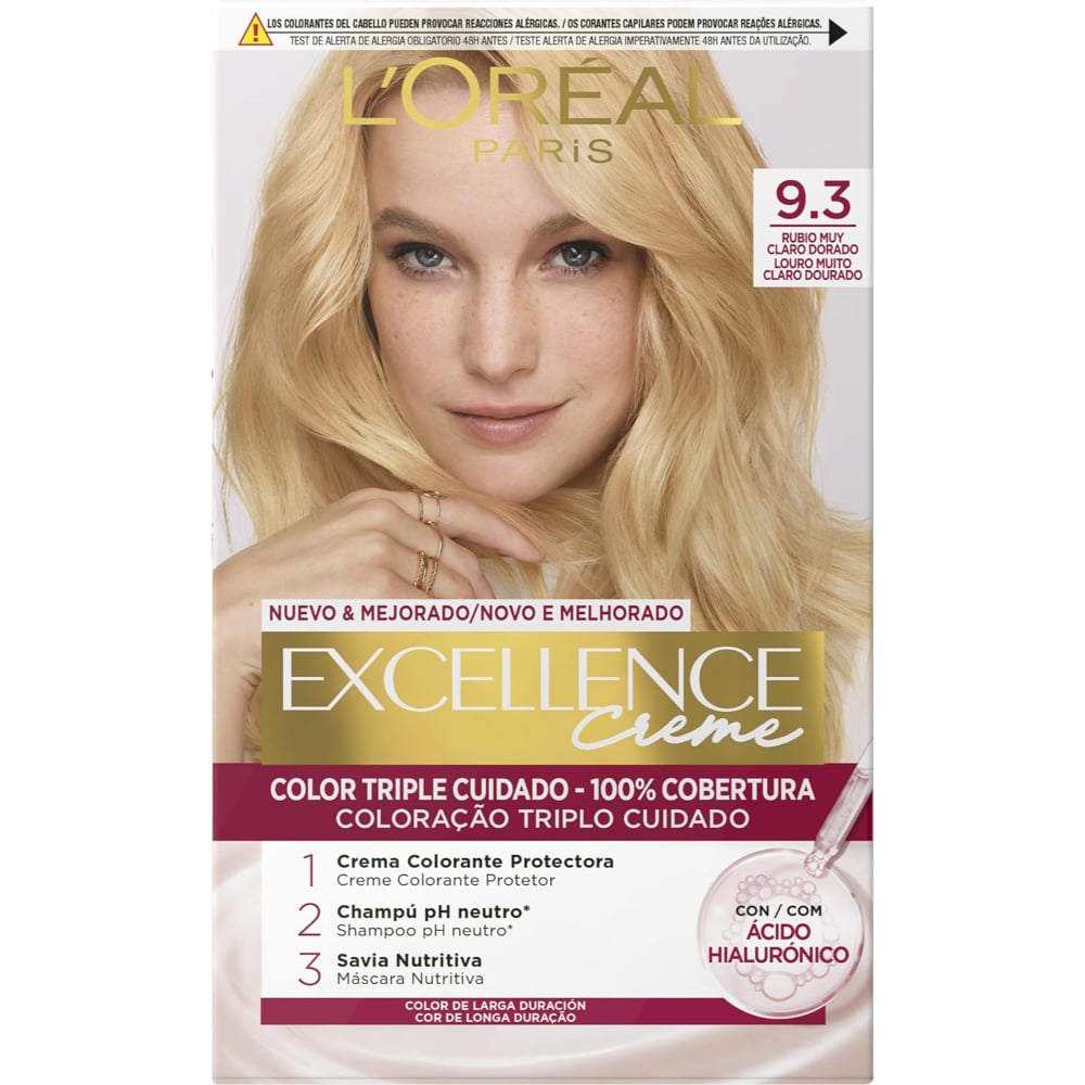 TINTURA PERMANENTE EXCELLENCE CREME DE L'ORÉAL PARÍS 9.3 RUBIO MUY CLARO DORADO X 47 GR