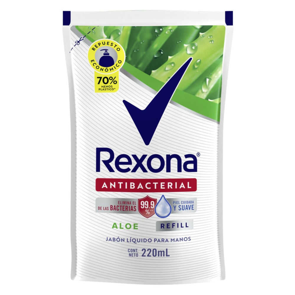 Jabón Líquido Rexona Para Manos Aloe Refil 220 Ml