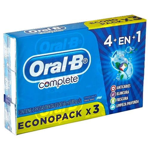 PASTA DE DIENTES ORAL-B COMPLETE 4 EN 1 80 GRS TRI PACK