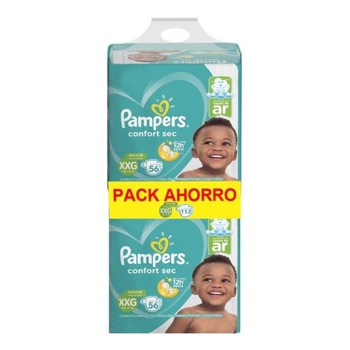 PAÑALES PAMPERS CONFORT SEC FORTE BAG XXG X112