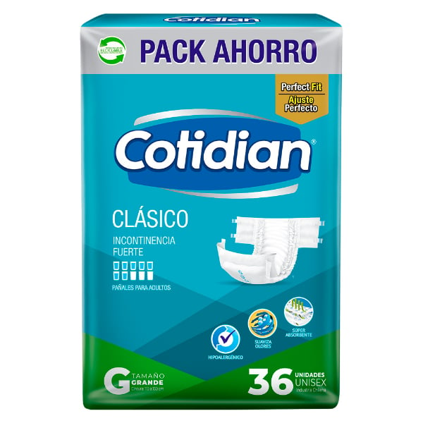 Pañales Para Adultos Cotidian Clásico G 36 Unidades