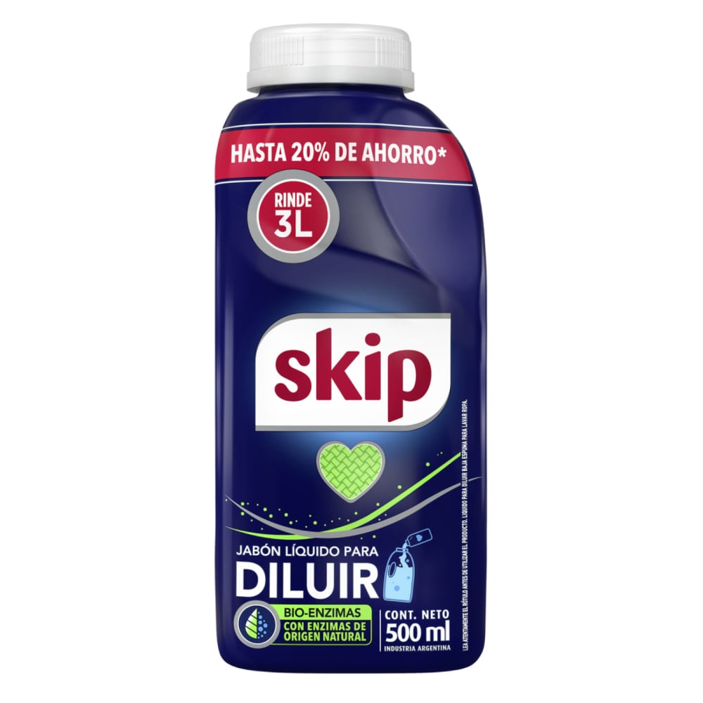 Jabón Líquido Para Ropa Skip Diluible 500 Ml 