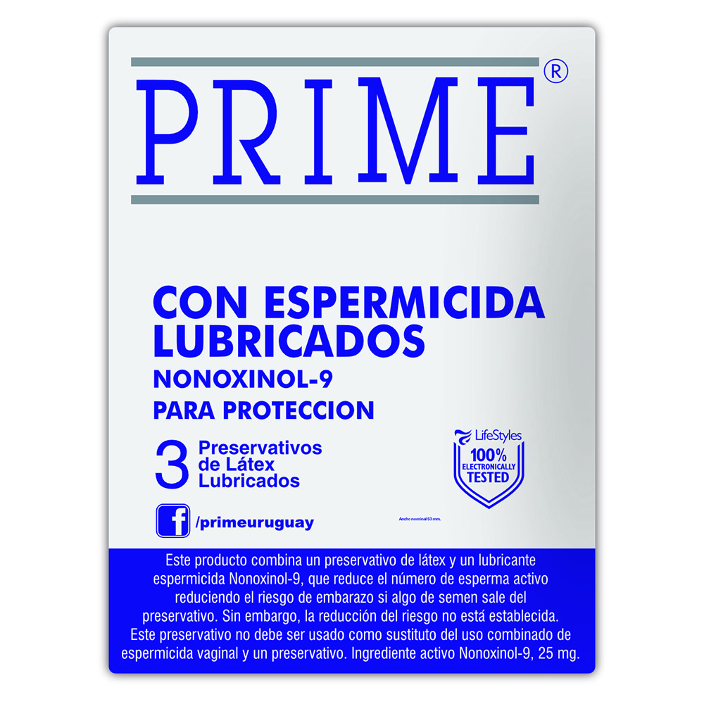 PRESERVATIVO PRIME CON ESPERMICIDA X8 UNIDADES.