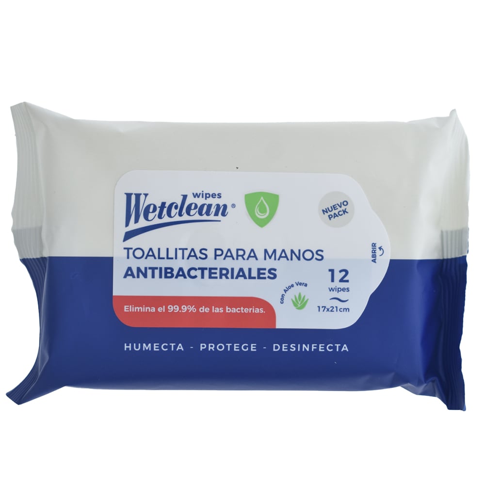 Toallitas Húmedas Wetclean Antibacterial 12 Unidades