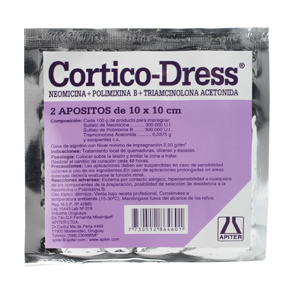 CORTICO DRESS APOSITO 10X10CM 2 UNIDADES