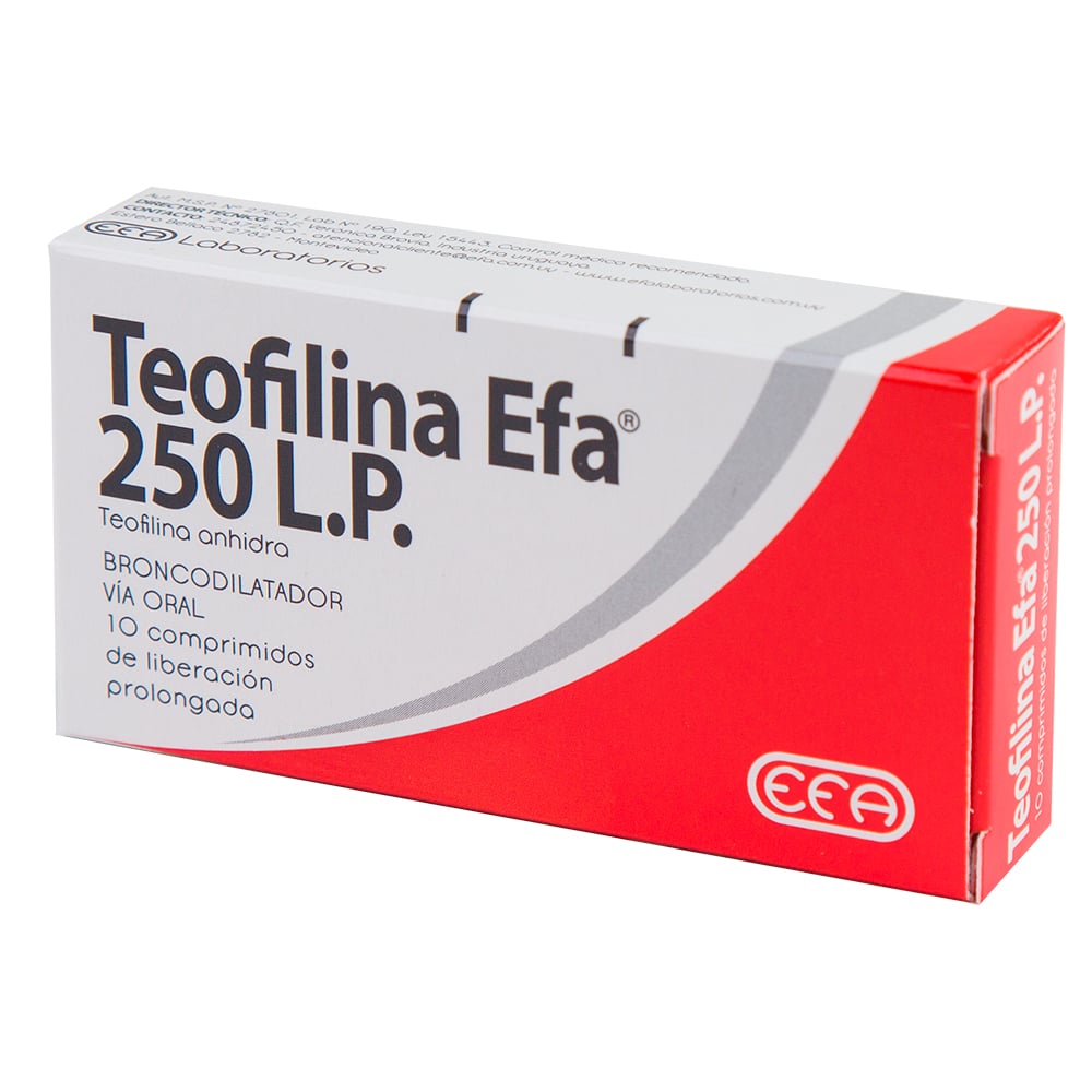 Teofilina Lp Efa 250 Mg 10 Comprimidos