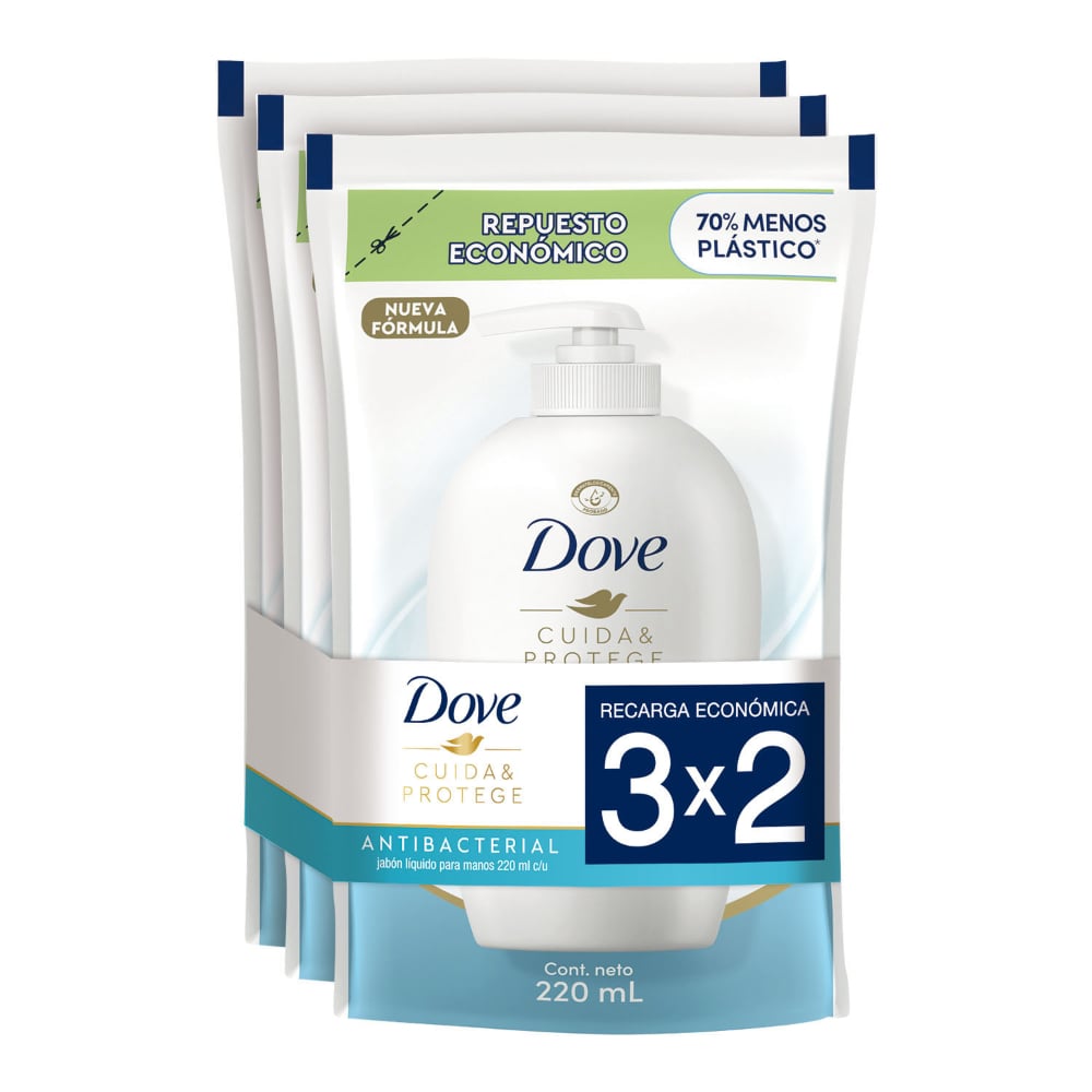 Repuesto De Jabón Líquido Dove Antibacterial 220 Ml 3 Unidades 