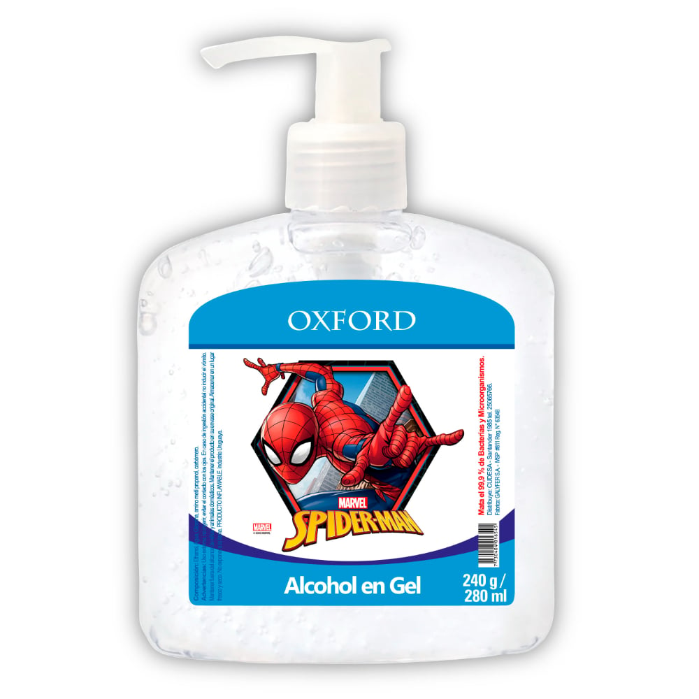 Alcohol En Gel Spiderman 280 Ml + Tapaboca