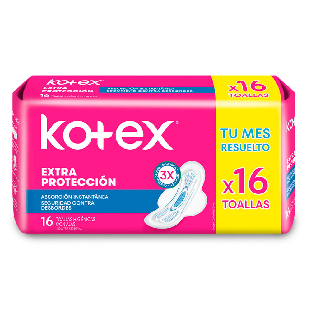 TOALLAS FEMENINAS KOTEX NORMAL CON ALAS X16 UNIDADES