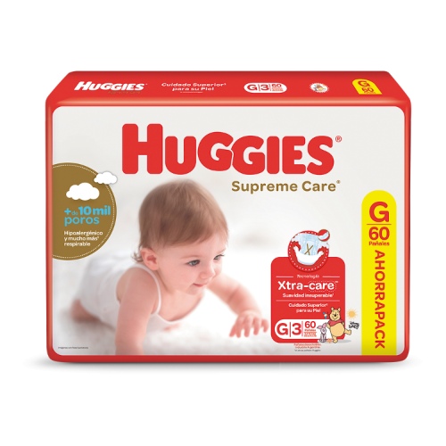 Pañales Huggies Supreme Care Unisex G 60 Unidades