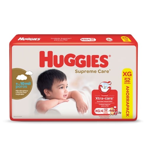 Pañales Huggies Supreme Care Unisex Xg 52 Unidades