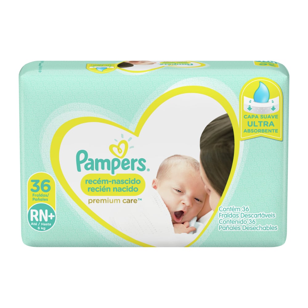 Pañales Pampers Premium Care Recién Nacido 36 Unidades