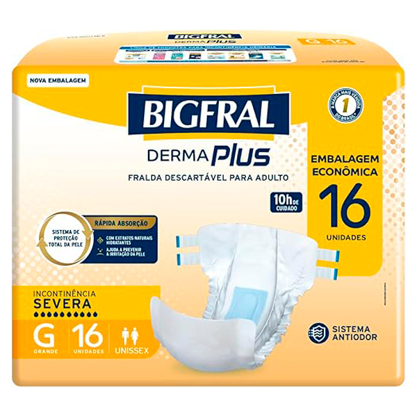 Pañales Para Adultos Bigfral Dermaplus T G 16 Unidades