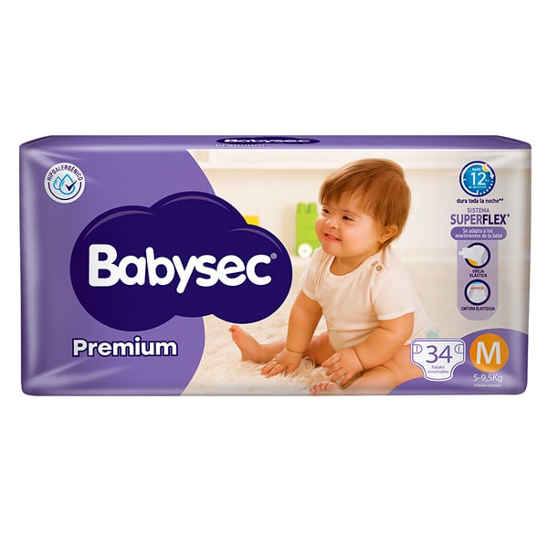 Pañales Babysec Premium M 34 Unidades