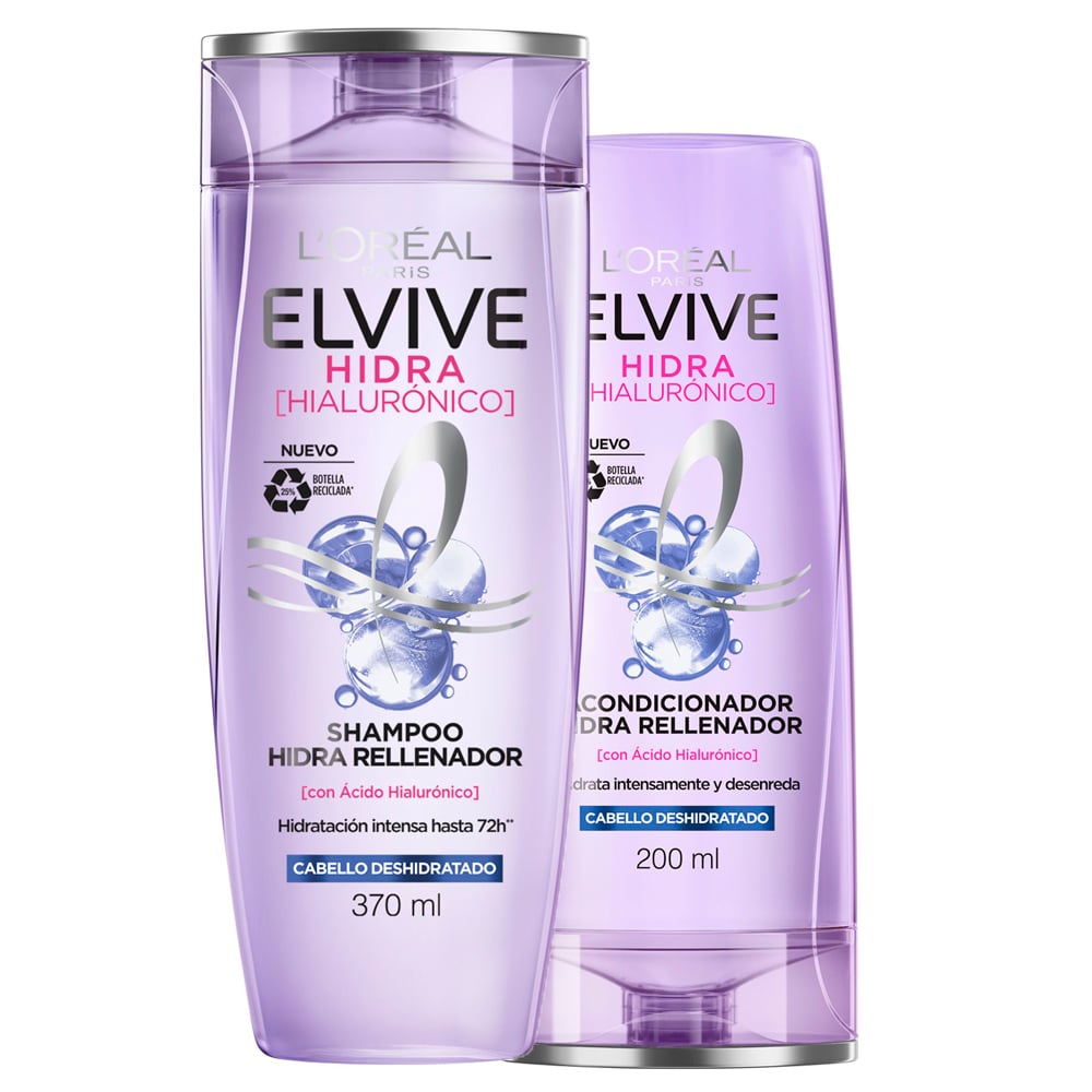 Pack Elvive Hidra Rellenador Hialurónico Shampoo 370 Ml + Acondicionador 200 Ml