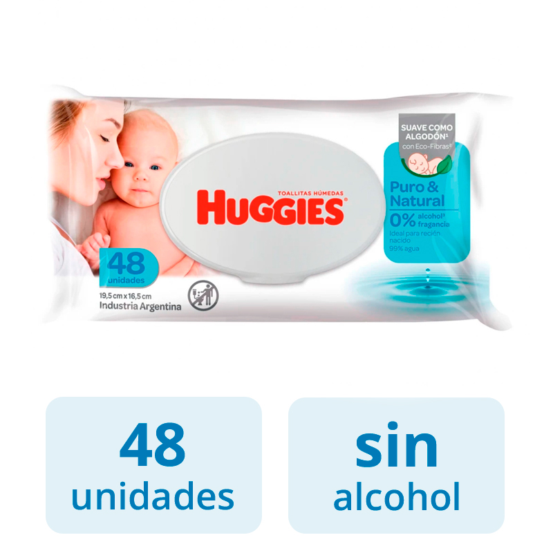 Toallitas Húmedas Huggies Puro & Natural 48 Unidades