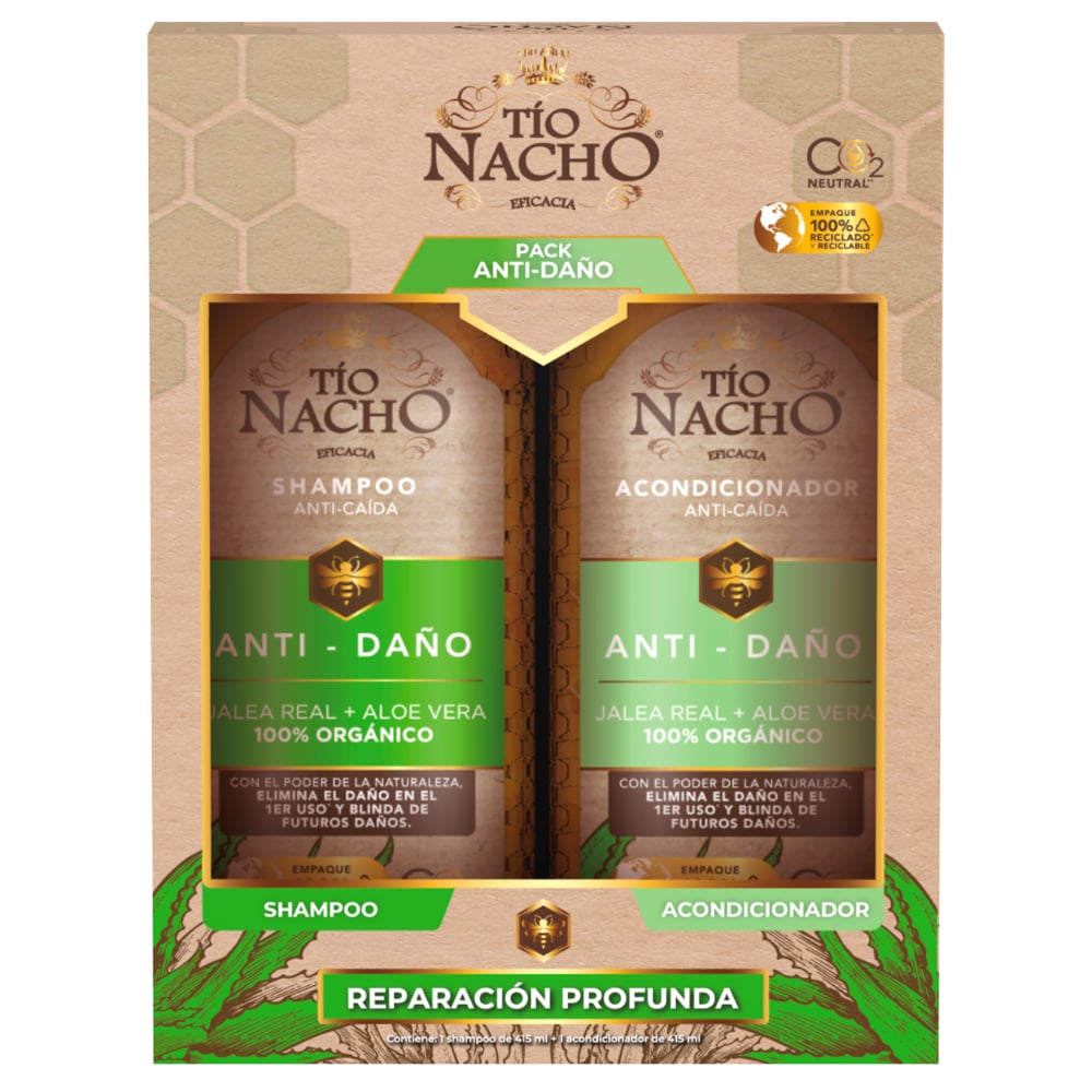 Shampoo Tío Nacho Aloe 415 Ml + Acondicionador 415 Ml