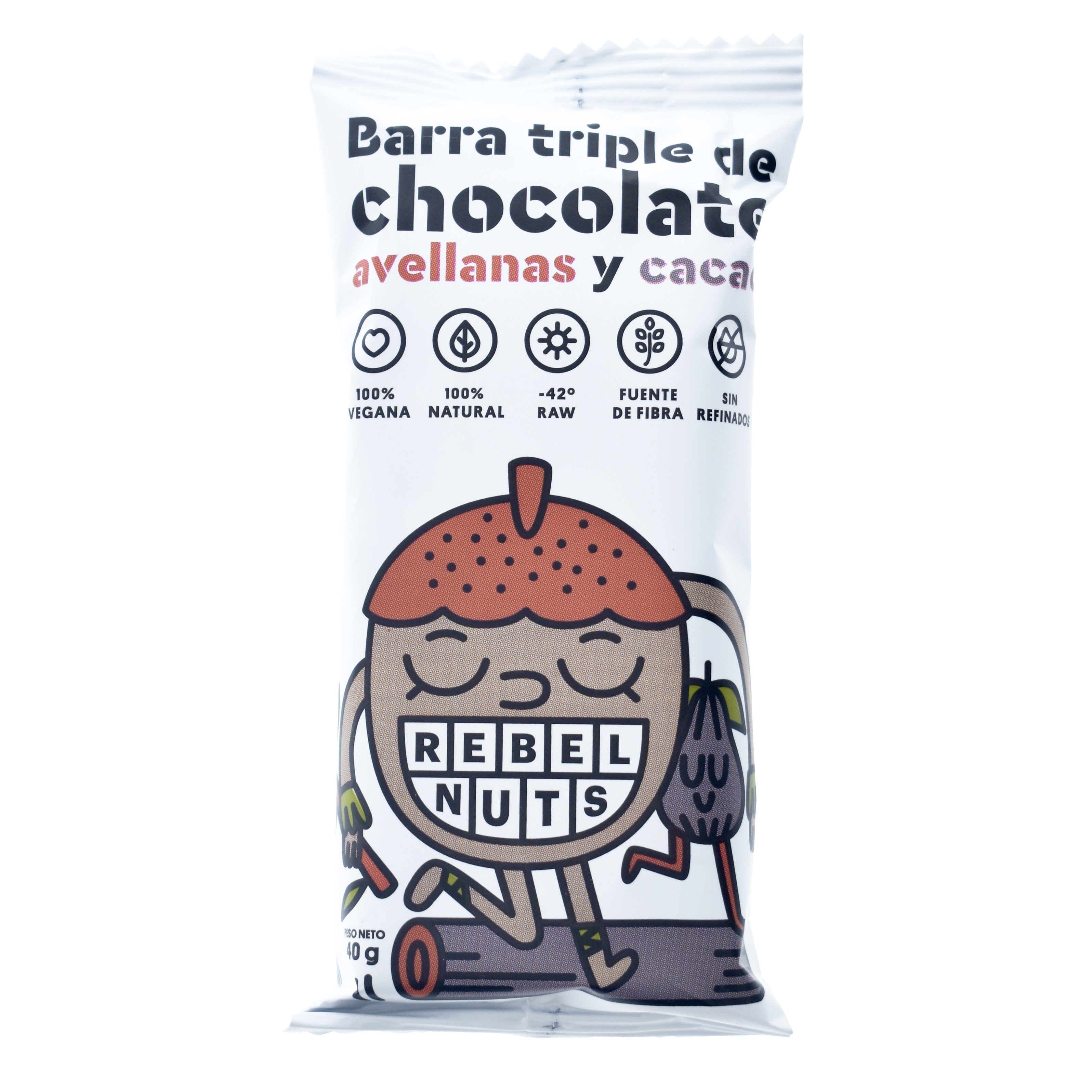 Barrita Rebel Nuts Triple Chocolate Y Avellanas 40 G