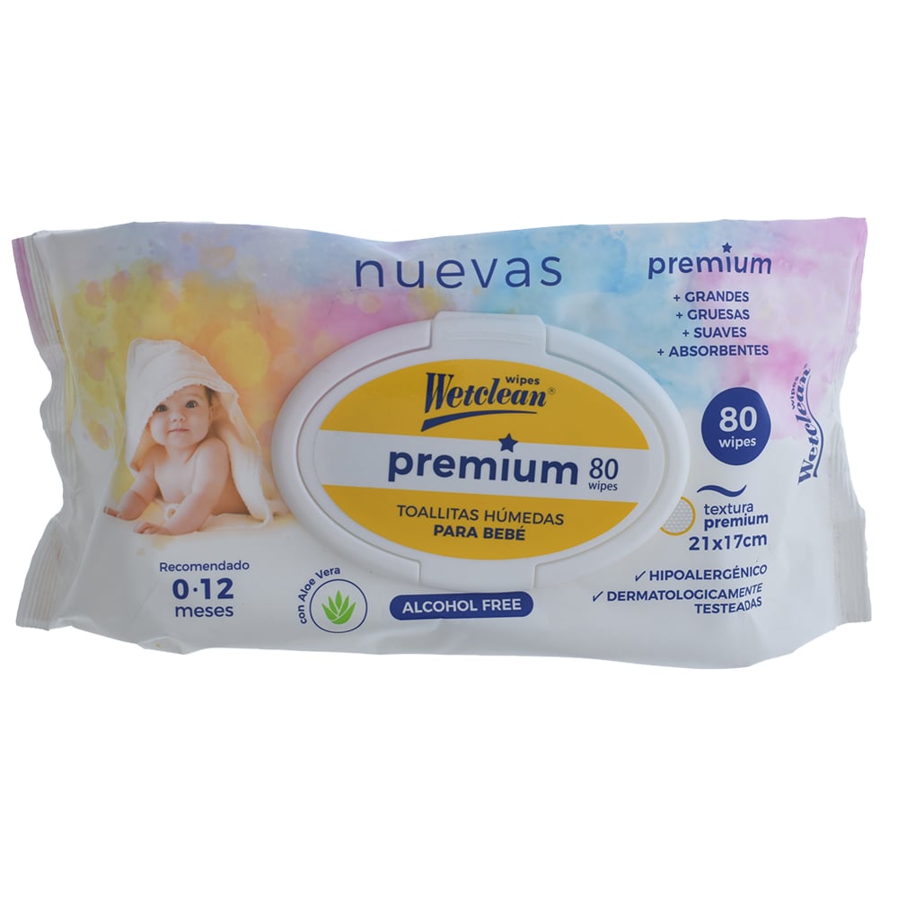 Toallitas Húmedas Wetclean Bebé Premium 80 Unidades