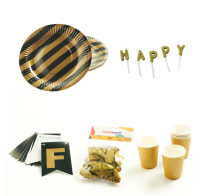Combo de Cumpleaños Dorado para 18 Personas Happy Paper