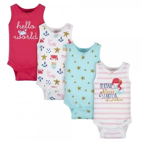 Set De 4 Bodies Gerber Sirena Nena 6 A 9 Meses