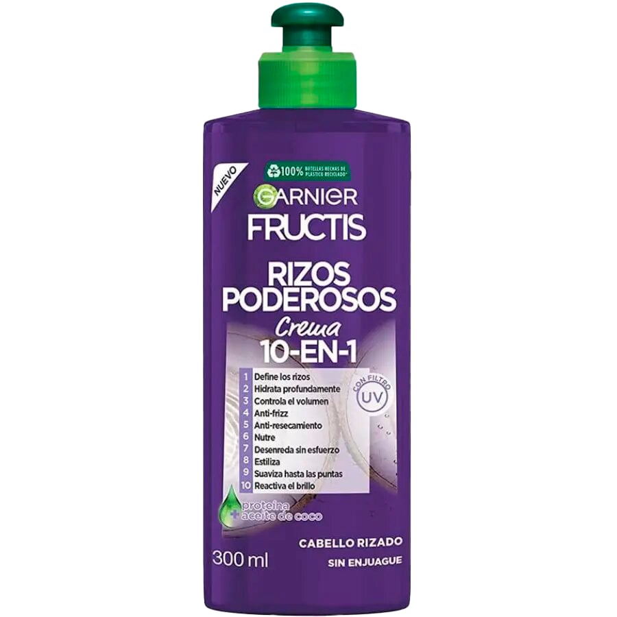 Crema Para Peinar Fructis 10 En 1 Rizos Poderos 300 Ml